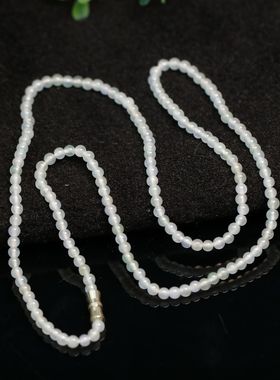 #5106一串老坑白色冰种天然A货翡翠珠子项链手链