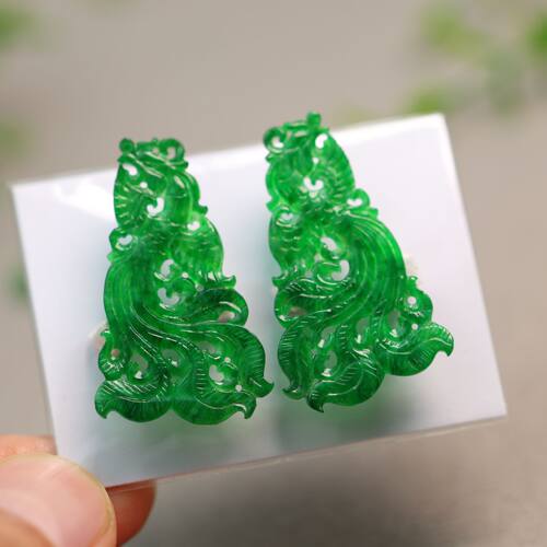 天然翡翠凤鸟耳坠吊坠花片裸石
