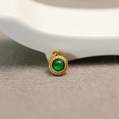 冰种满绿天然A货翡翠蛋面小吊坠