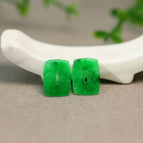 天然翡翠方块糖福贝耳坠花片