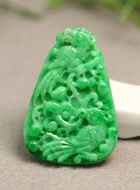 天然A货翡翠喜上眉梢牌子吊坠