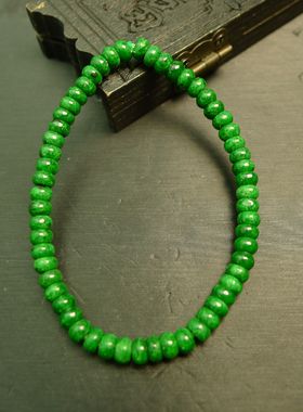 #G955满色辣绿天然A货翡翠算盘珠子隔珠手串手链