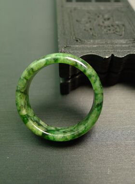 #3576 23号圈口黄加绿天然A货老翡翠男女款戒指指环