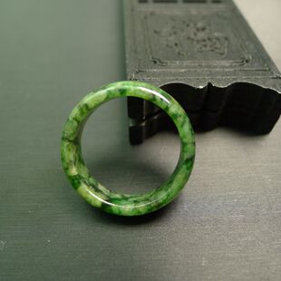#3576 23号圈口黄加绿天然A货老翡翠男女款戒指指环