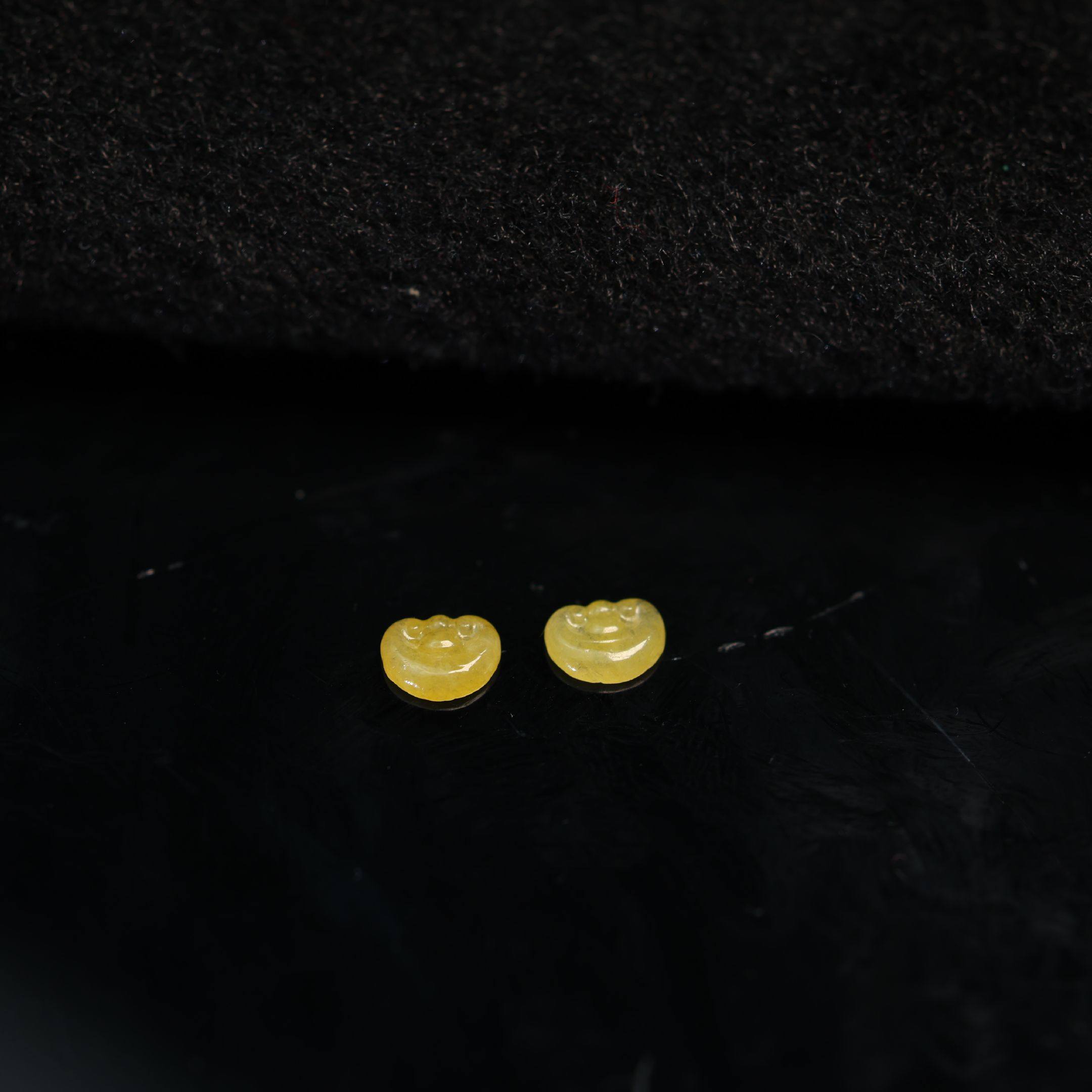 #K627一对冰种满色天然A货黄翡翡翠如意头 镶嵌耳钉裸石,珠宝/钻石/翡翠,翡翠裸石/蛋面,淘宝优惠券,粉丝福利购,淘宝优惠卷