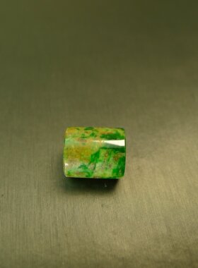 #M013 黄加绿缅甸天然A货翡翠路路通转运珠桶珠 可作吊坠DIY珠串