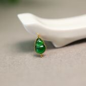 18K金镶嵌冰种满绿天然A货翡翠双圈葫芦 G626 DIY编绳手链配饰