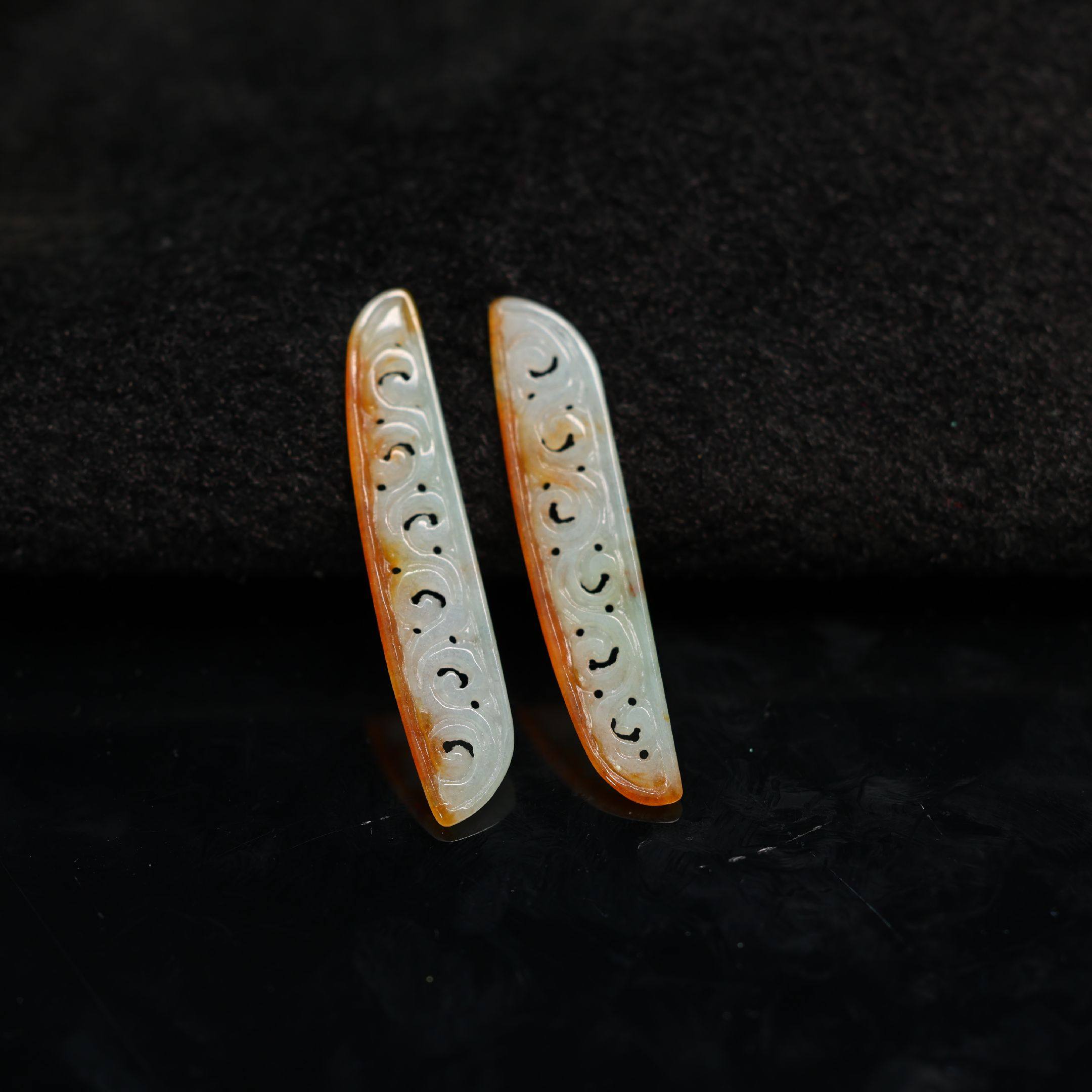 #K288一对白底飘红翡缅甸天然A货翡翠镂空随形耳坠花片裸石,珠宝/钻石/翡翠,翡翠裸石/蛋面,淘宝优惠券,粉丝福利购,淘宝优惠卷