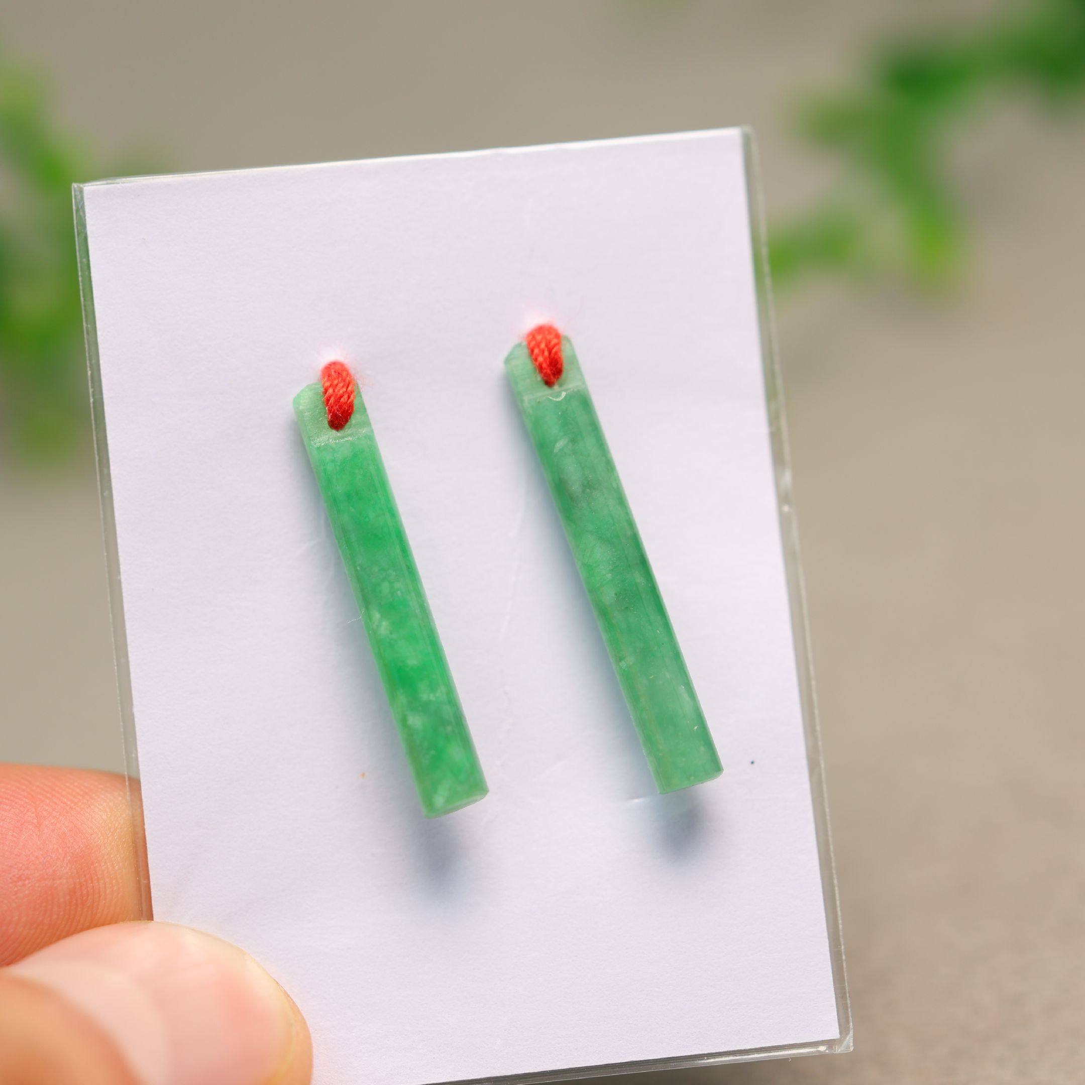 #L137一对冰糯种满色阳绿缅甸天然A货翡翠翎管 镶嵌耳坠裸石,珠宝/钻石/翡翠,翡翠裸石/蛋面,淘宝优惠券,粉丝福利购,淘宝优惠卷