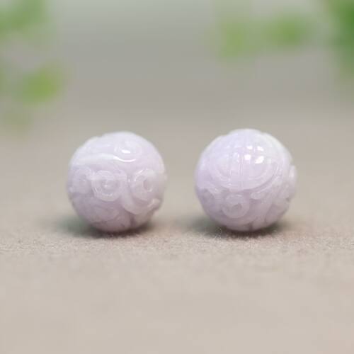 天然翡翠团寿龙纹雕花圆形珠子