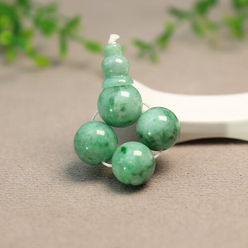缅甸天然A货翡翠珠子三通佛头