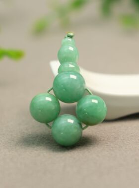 #I270满绿天然A货翡翠素面珠子三通佛头 18子压襟珠串配件