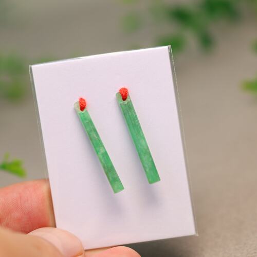 冰绿天然A货缅甸翡翠翎管柱条