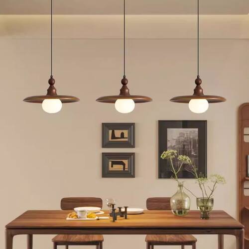宋代美学吊灯新款三头竹节餐厅灯茶室高级感实木大气设计灯具