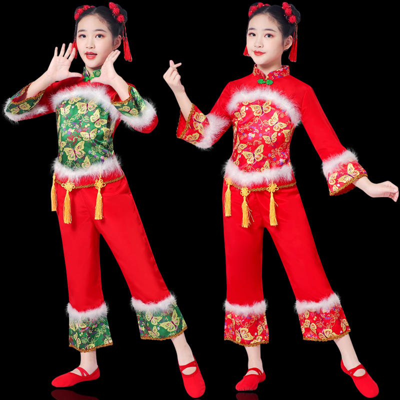 元旦儿童春节喜庆演出服灯笼开门红秧歌幼儿民族舞蹈表演服男女童
