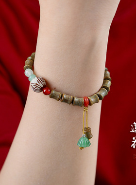 天然绿檀木手链女款手串