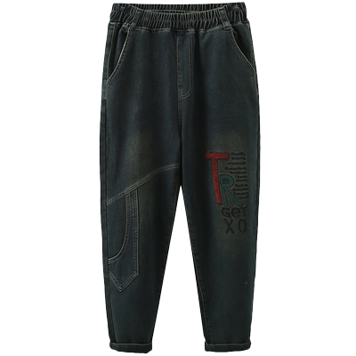 大码女装加绒牛仔裤冬通勤韩版