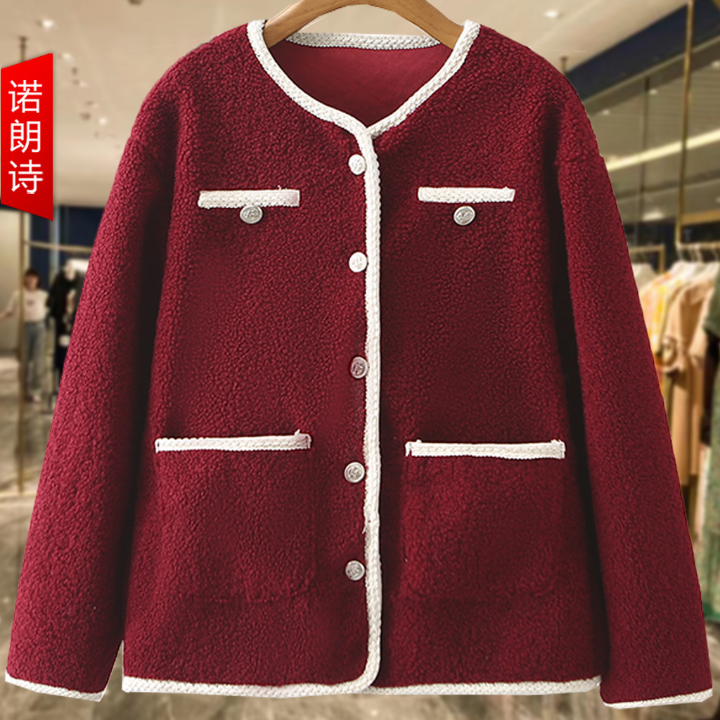 气质小香风颗粒绒外套潮大码女装