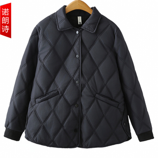 今年流行爆款 2025冬季 女装 大码 轻薄棉衣胖mm菱格加厚保暖外套 新款