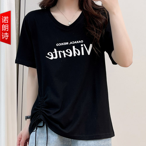 2024黑色不规则显瘦短袖T恤
