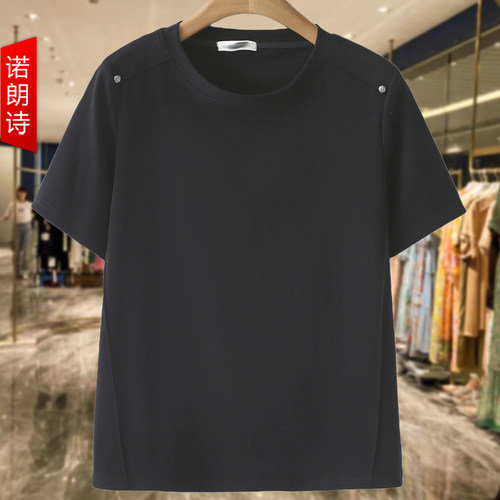 大码女装铆钉圆领短袖T恤韩版潮