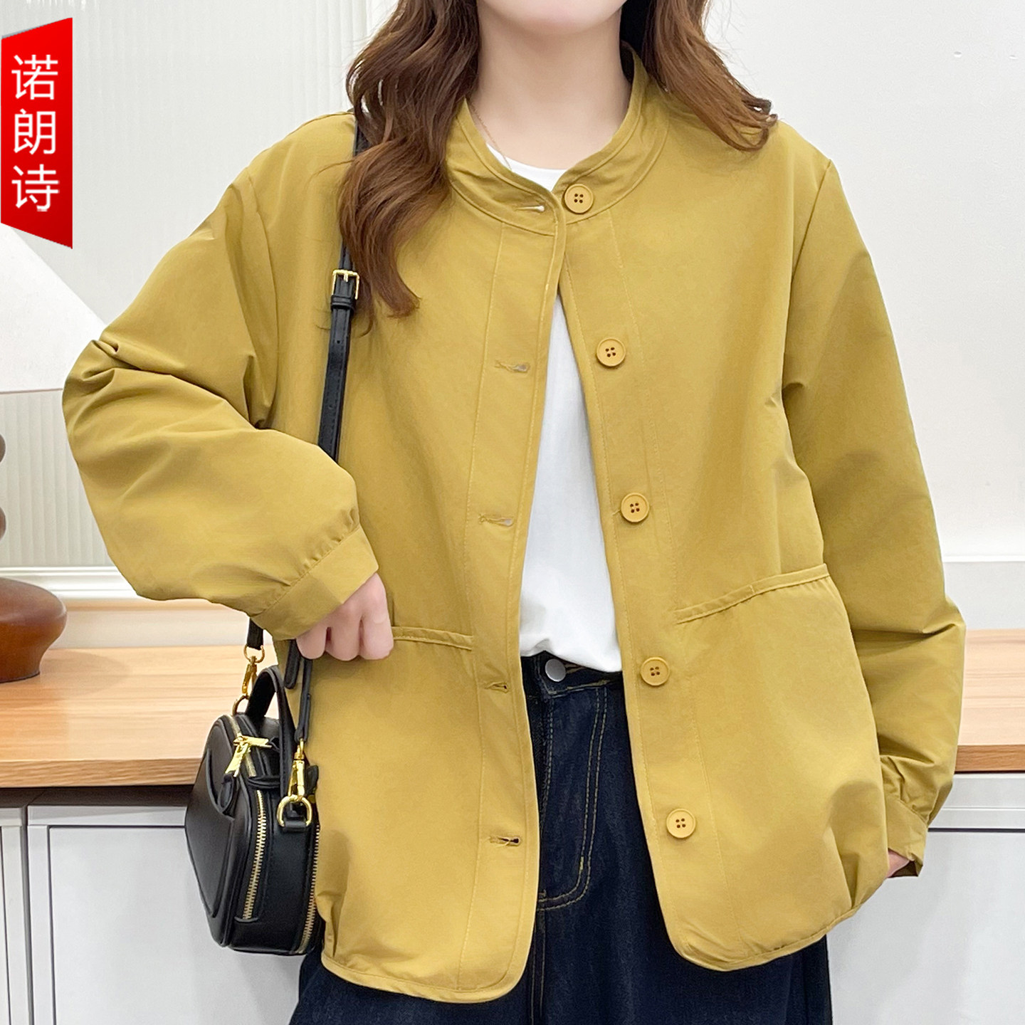 胖mm秋季大码女装纯色百搭圆领休闲外套200斤遮肉显瘦洋气上衣女