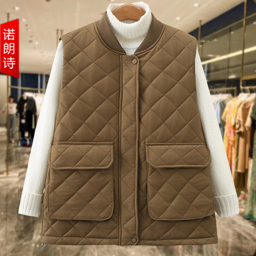 立领大口袋棉马甲通勤韩版