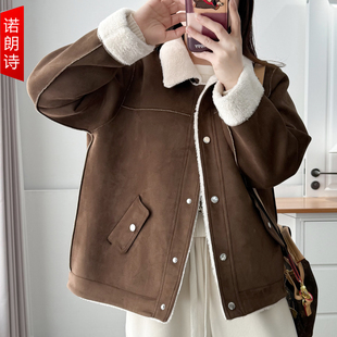 2025冬季新款加厚皮毛一体翻领外套200斤胖mm森系保暖休闲棉服女