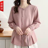 大码 上衣胖mm气质减龄显瘦设计感卫衣女 春装 高级感纯色打底衫 新款