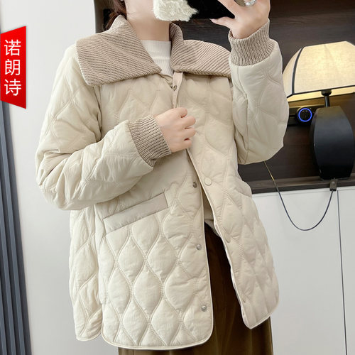 大码针织领夹棉棉服外套春韩版