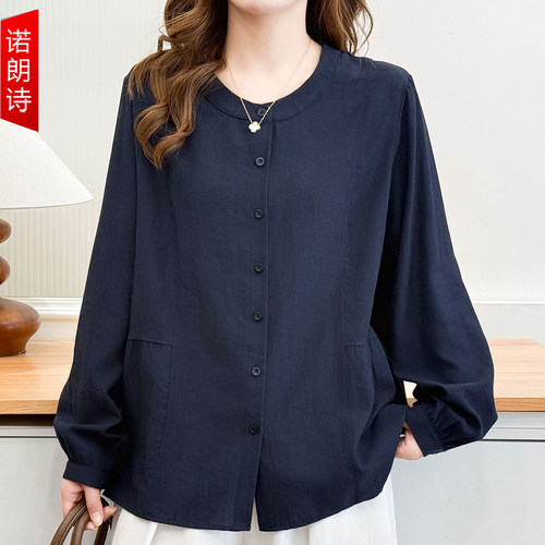 大码女装休闲长袖衬衫设计开衫女