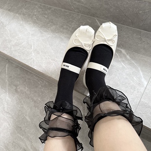 欧货轻奢原创小众女袜夏季 中筒袜甜美风潮袜 新款 双层蕾丝花边个性
