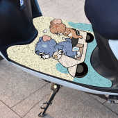 丝圈防水通用新款 电动车脚垫摩托车脚垫电瓶车垫可裁猫和老鼠卡通