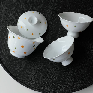 与此·波点DOTDOT盖碗套组茶具套装一人用手绘便携陶瓷工夫茶杯碗