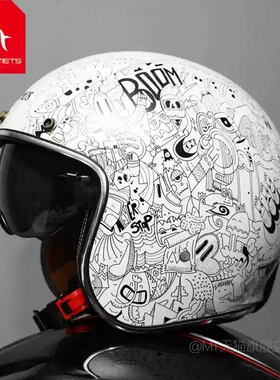 西班牙MT复古头盔摩托车3/4半盔机车男女四季通勤电动车安全帽夏