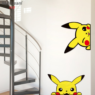 皮卡丘窗台墙角装饰亚克力墙贴儿童软装可爱卡通幼儿园皮卡超创意