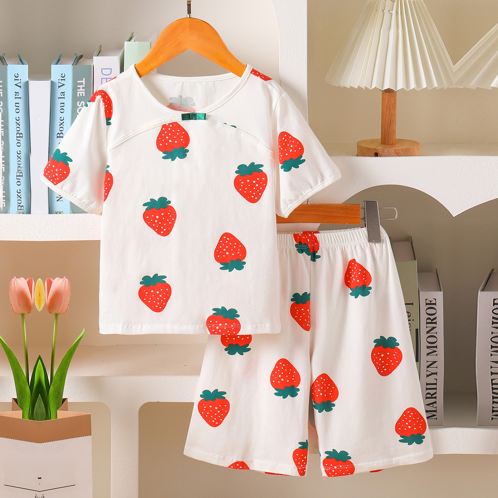 女童夏季韩版家居服套装2025休闲两件套女孩可爱短袖衣服儿童睡衣