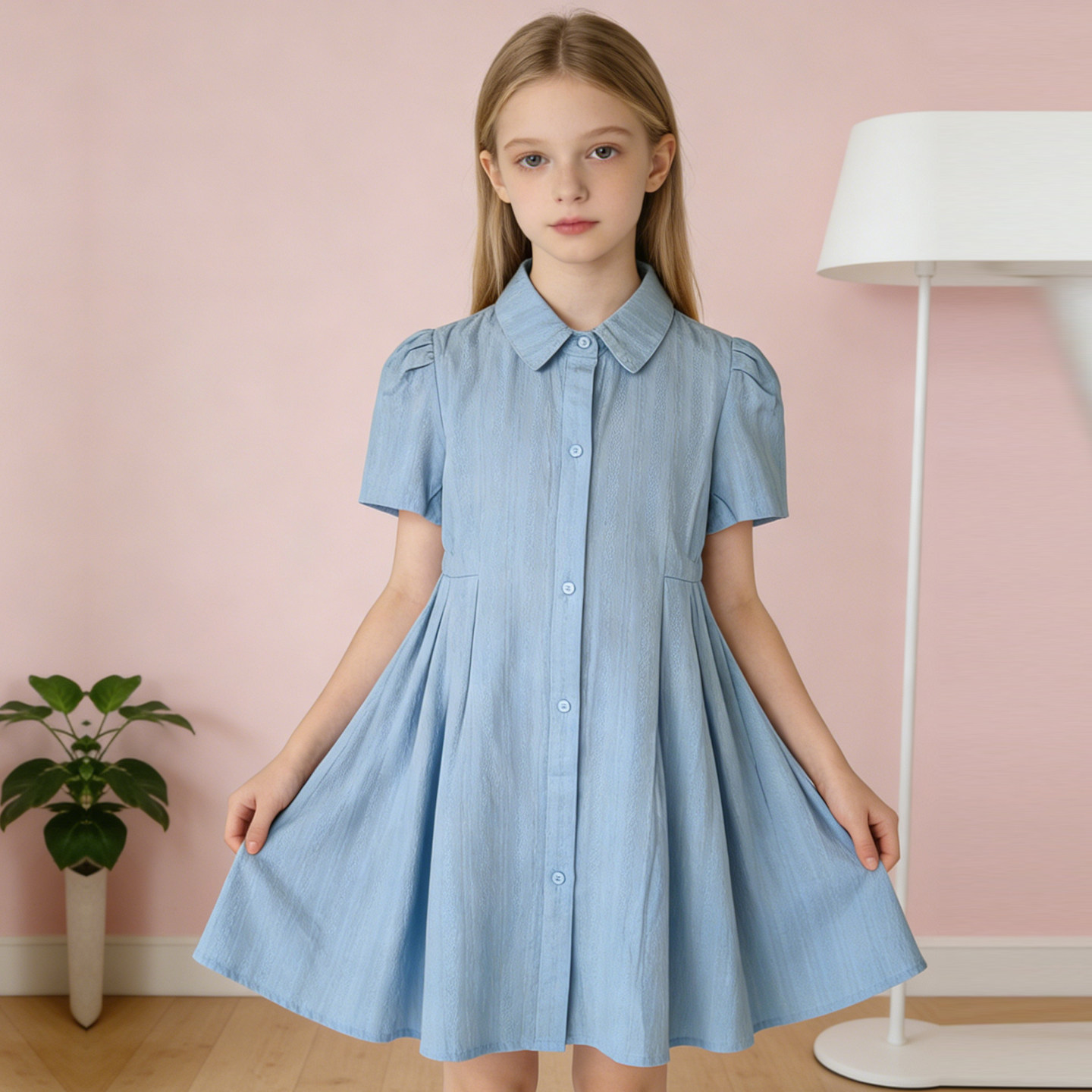 女童棉质连衣裙2026夏季新款洋气儿童清新公主裙子女孩短袖背心裙