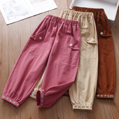 新款 秋季 儿童纯棉休闲时髦童装 春秋季 子潮 爱妮萌萌女童韩版 裤 长裤