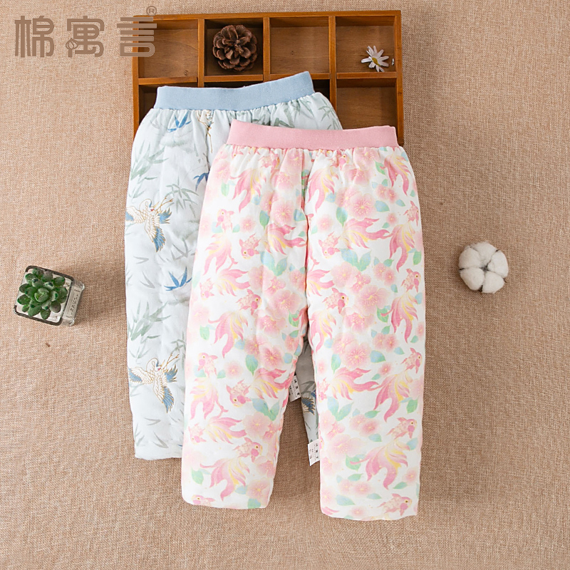 儿童棉裤冬季纯棉花手工宝宝保暖裤加厚三层夹棉松紧长裤内胆裤子