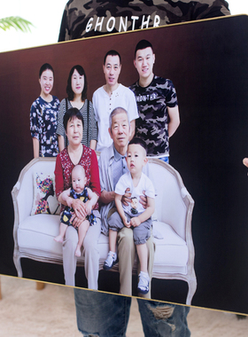 冲印定制带框水晶摆台全家福水晶