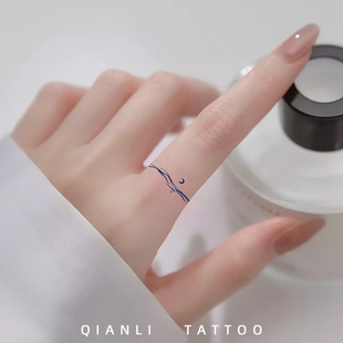 戒指线条纹身贴手指手腕草本半永久防水持久女高级迷你小图案贴纸