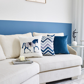 北欧蓝色抱枕靠垫沙发腰垫办公室腰靠枕床头靠背垫天鹅绒抱枕套