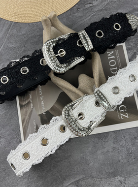 新中式蕾丝皮带女配裙子装饰连衣裙裤子时尚甜美y2k铆钉腰带配饰