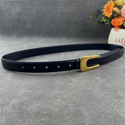 皮带女真皮装饰金扣牛皮腰带配饰