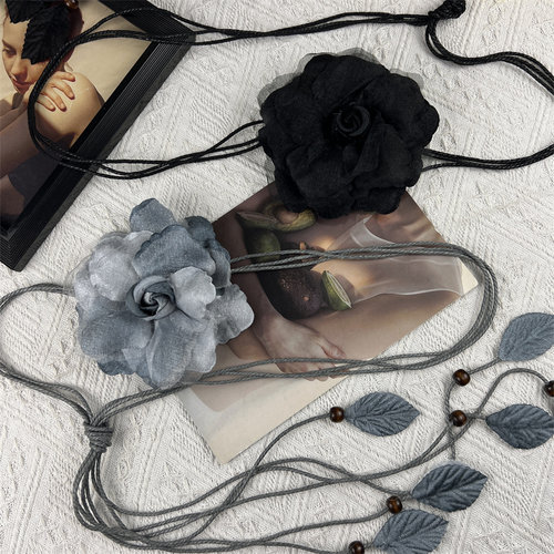 花朵腰带女装饰流苏腰绳配饰长款