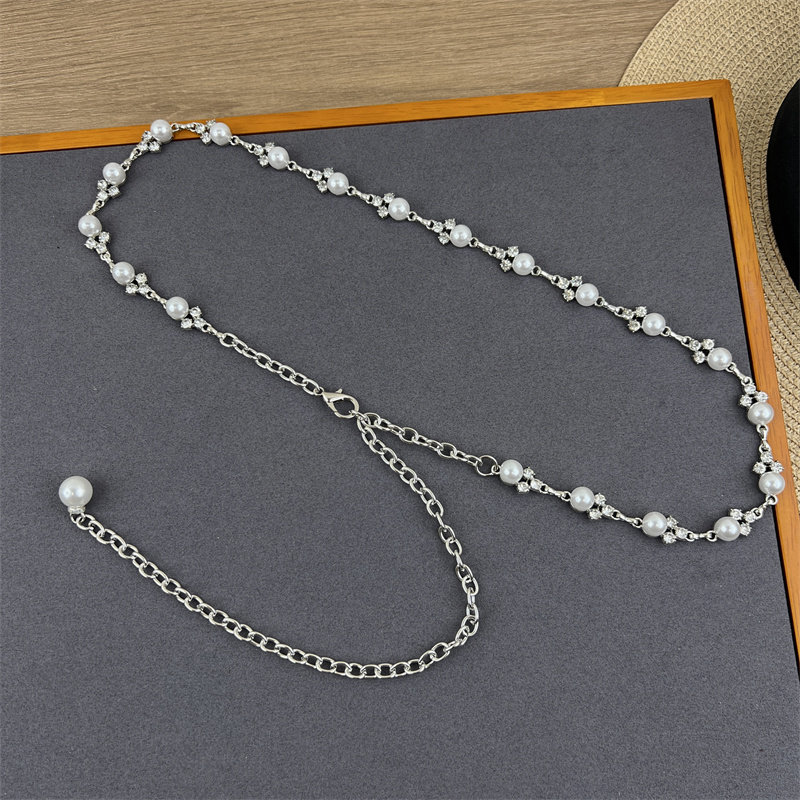 法式珍珠金属腰带女款配裙子2026新款装饰连衣裙水钻链条腰链配饰