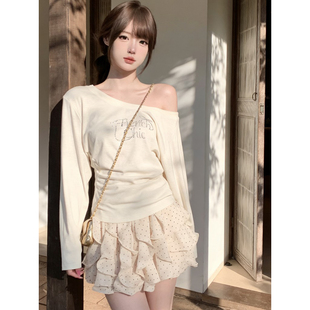 实拍AS 26年早春温柔奶油色系波点图案松紧腰设计半身 OFFICIAL