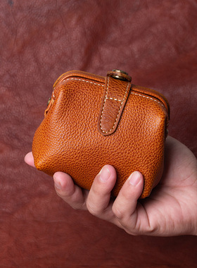 oneleather文玩包随身收纳包袋男女通用迷你口金手拿包头层牛皮