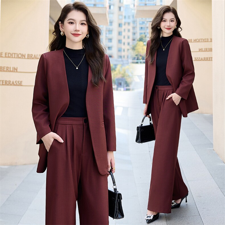 职业西装套装女2026秋季紧身慵懒感洋气阔腿裤两件套今年气质通勤